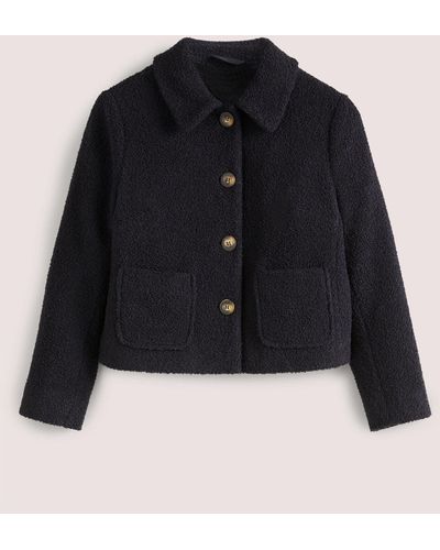 Boden Textured Cropped Wool Jacket - Blue