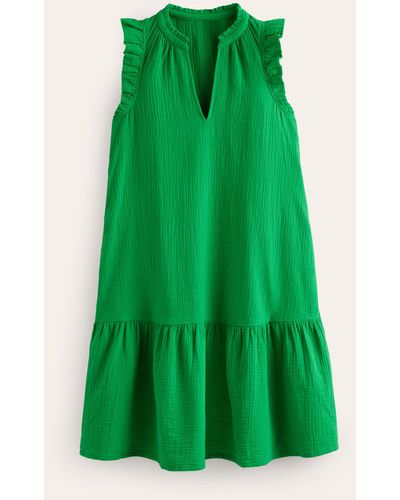 Boden Daisy Double Cloth Short Dress - Green