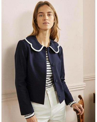 Boden Scallop Collared Jacket - Blue
