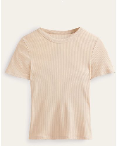 Boden Soft Ribbed Crew Neck T-shirt - Natural