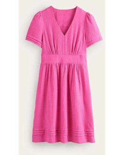 Boden Eve Double Cloth Short Dress - Pink