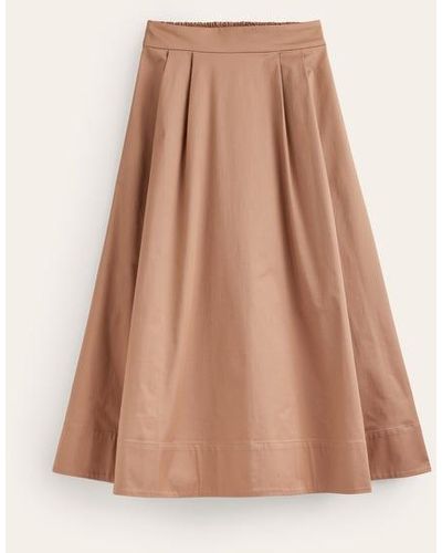 Boden Isabella Cotton Sateen Skirt - Brown