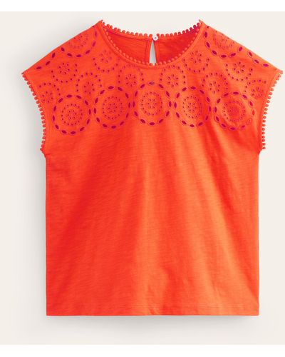 Boden T-shirt sasha avec broderie anglaise - Orange