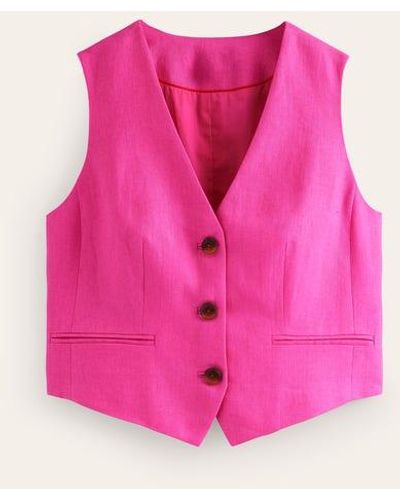 Boden Tailored Linen Waistcoat - Pink
