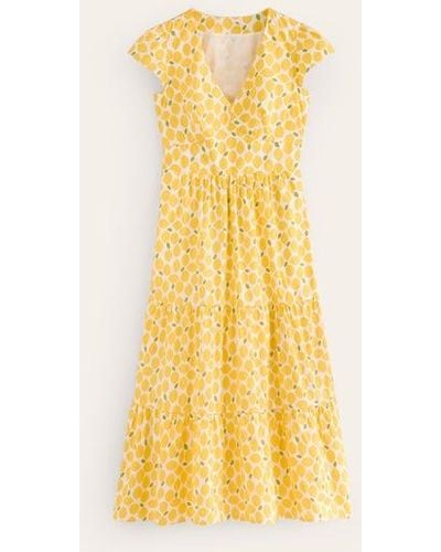 Boden May Cotton Midi Tea Dress Passionfruit, Lemons - Yellow