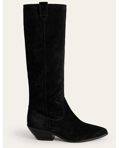 Boden Western Suede Knee High Boots - Black