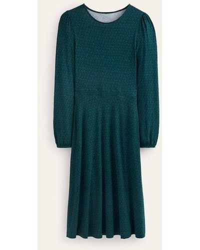 Boden Camille Jersey Midi Dress Emerald Night, Lily Sprig - Green
