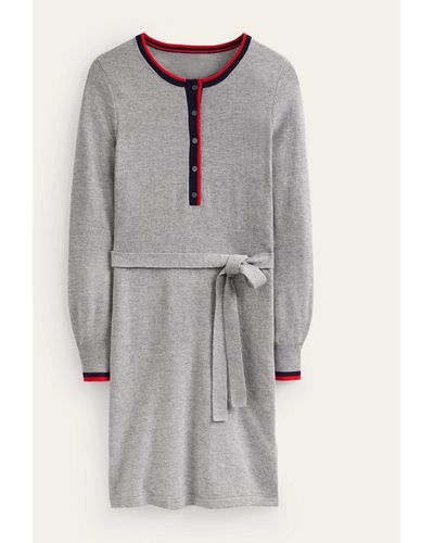 Boden Gemma Henley Knitted Dress - Grey