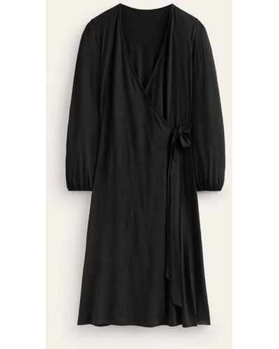 Boden Joanna Jersey Midi Wrap Dress - Black