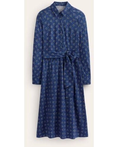 Boden Laura Jersey Midi Shirt Dress Azure, Celosia Bud - Blue