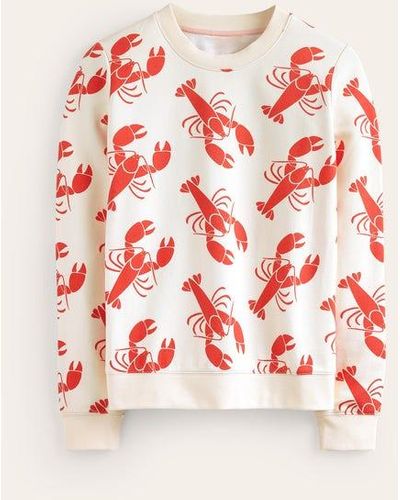 Boden Hannah Printed Sweatshirt Ivory, Lobster - Red