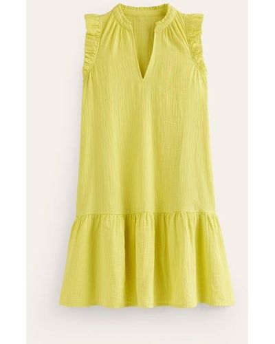Boden Daisy Double Cloth Short Dress - Yellow