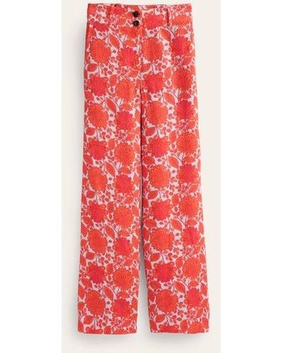 Boden Westbourne Linen Pants Firecracker, Gardenia Swirl - Red