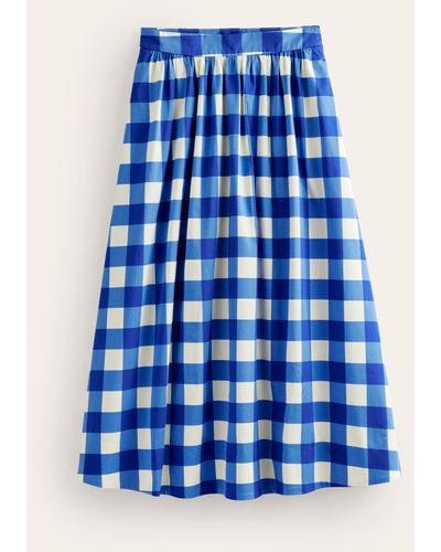 Boden Layla Cotton Sateen Skirt - Blue
