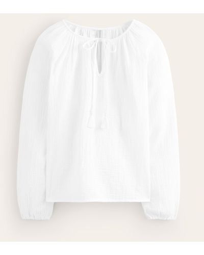 Boden Serena Double Cloth Blouse - White