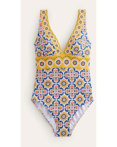 Boden Porto V-neck Swimsuit Artisan Gold, Mosaic Tile - Multicolor