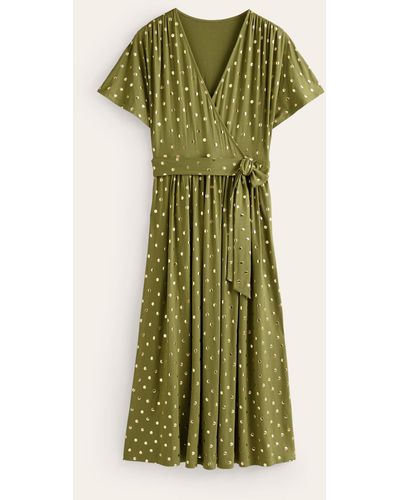 Boden Kimono-wickelkleid aus jersey in midilänge - Grün