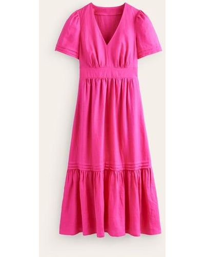 Boden Eve Linen Midi Dress - Pink