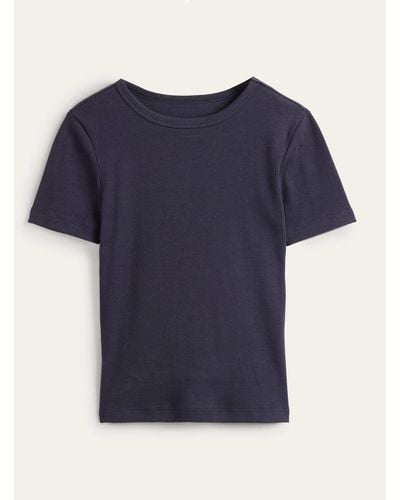 Boden Geripptes t-shirt aus baumwolle women - Blau