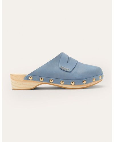 Boden Leather Heeled Clogs Mountain Spring - Blue
