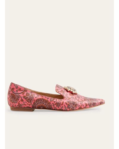 Boden Printed Embellished Loafers - Pink