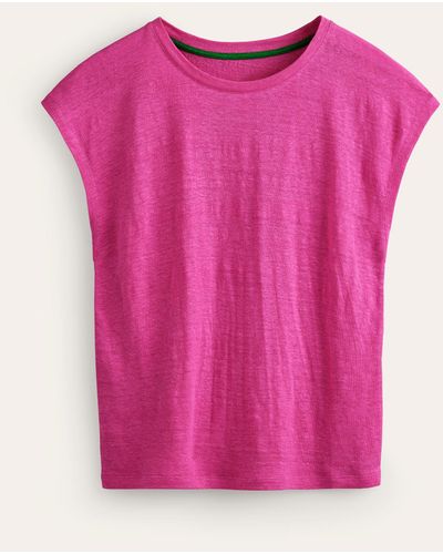 Boden Louisa leinen-t-shirt mit rundhalsausschnitt - Pink