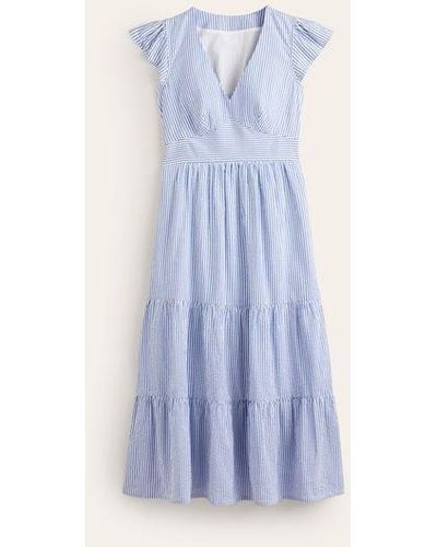 Boden May Cotton Midi Tea Dress - Blue