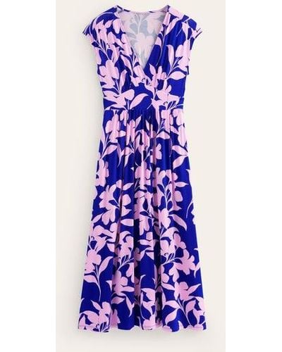 Boden Vanessa Wrap Jersey Maxi Dress Sweet Lilac, Silhouette Bloom - Purple