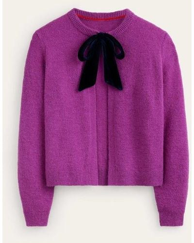 Boden Fluffy Bow Cardigan - Pink