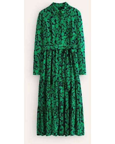 Boden Flo Midi Shirt Dress Meadow Green, Tulip Bloom