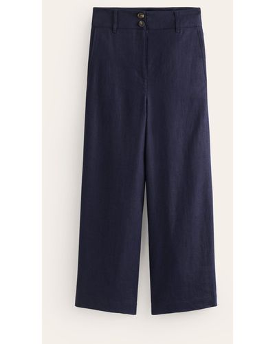 Boden Westbourne Cropped Linen Trousers - Blue