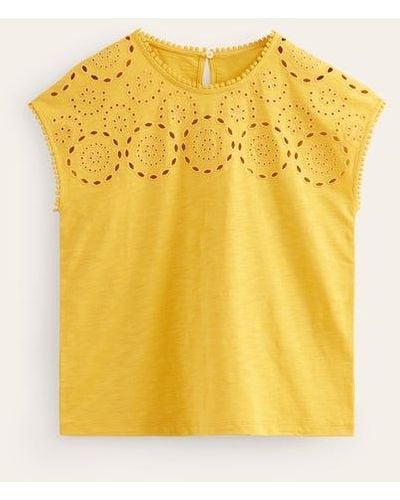 Boden Sasha Broderie T-shirt - Yellow