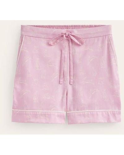 Boden Cotton Sateen Pajama Shorts Pink, Bunny Hop
