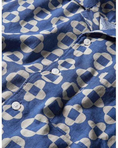 Boden Chemise avec col à revers en lin et coton - Bleu