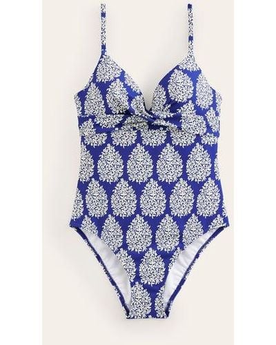 Boden Capri Cup-size Swimsuit Surf The Web, Floret Paisley - Blue