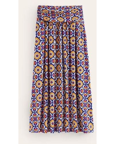 Boden Rosaline Jersey Skirt Multi, Mosaic Bloom - Multicolor
