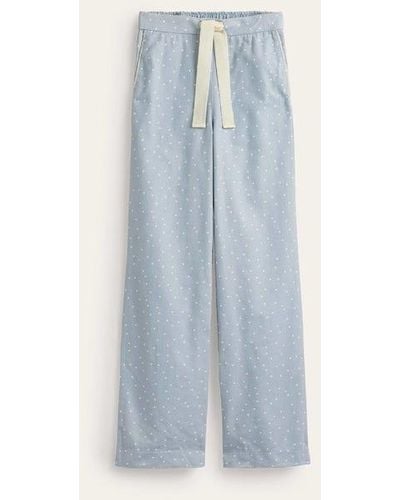 Boden Brushed Cotton Pajama Trouser Surf, Spaced Dotty - Blue