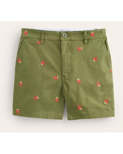 Boden Barnsbury Chino Shorts Mayfly, Strawberry Embroidered - Green