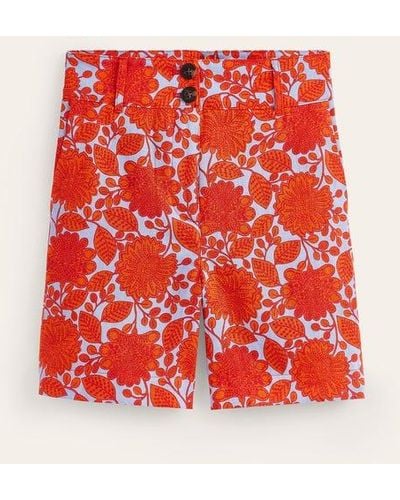Boden Westbourne Linen Shorts Flame Scarlet, Maze - Red
