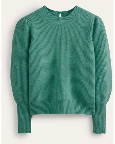 Boden Key Hole Cashmere Sweater - Green