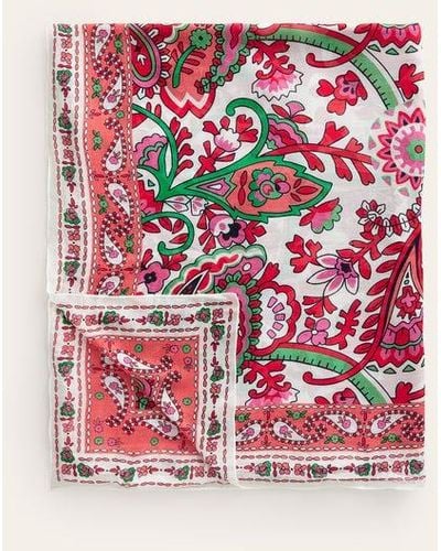 Boden Printed Sarong Scarf Ivory, Fantastical Paisley - Red