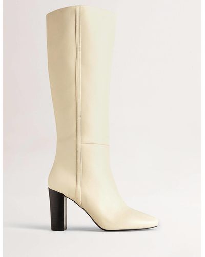 Boden Knee High Leather Boots - Natural