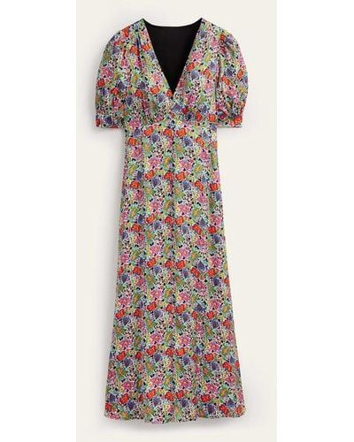 Boden Satin Midi Tea Dress Multi, Carnation Garden - Multicolor