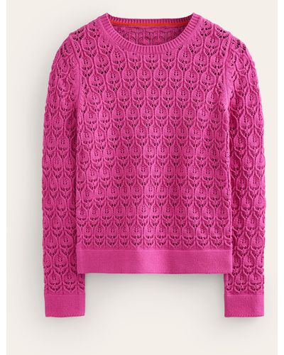 Boden Crochet Knit Jumper - Pink