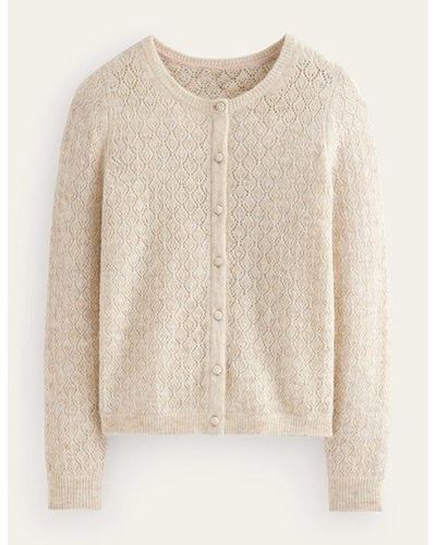Boden Fluffy Pointelle Cardigan - Natural