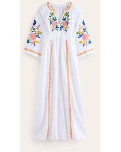 Boden Una Linen Embroidered Dress - Multicolor