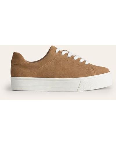 Boden Leather Flatform Sneakers - Brown