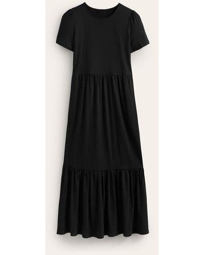 Boden Emma Tiered Jersey Midi Dress - Black