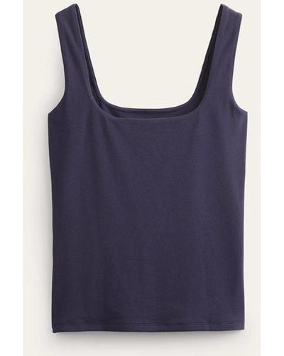 Boden Double Layer Square Neck Tank - Blue