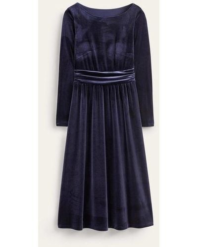 Boden Abigail Velvet Midi Dress - Blue